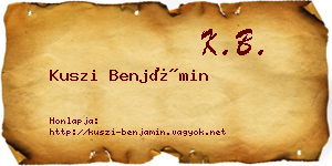 Kuszi Benjámin névjegykártya